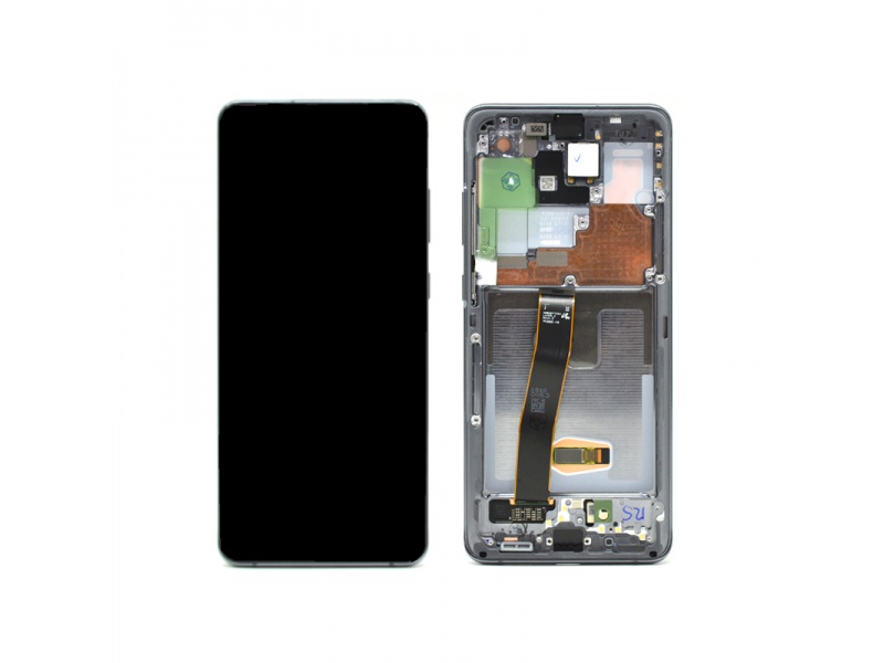 LCD + dotyk + rámček pre Samsung Galaxy S20 Ultra, cosmic grey (Service Pack)