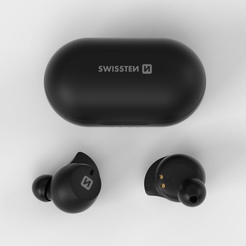 Bluetooth TWS sluchátka Swissten Stonebuds černá