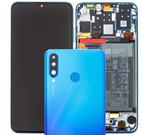 LCD + dotyk + rámček + batéria pre Huawei P30 Lite, blue (Service Pack)