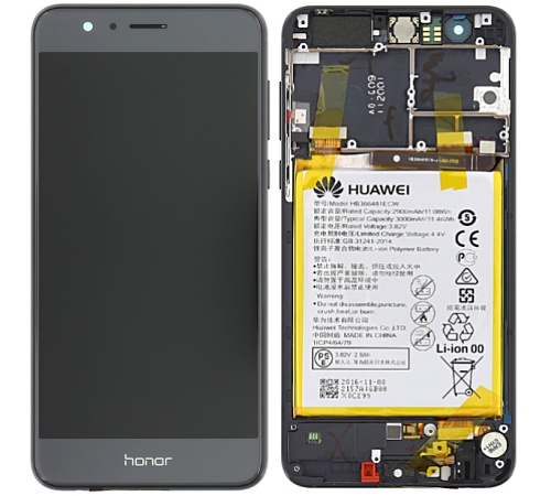LCD + dotyk + rámček + batérie pre Honor 8, black (Service Pack)