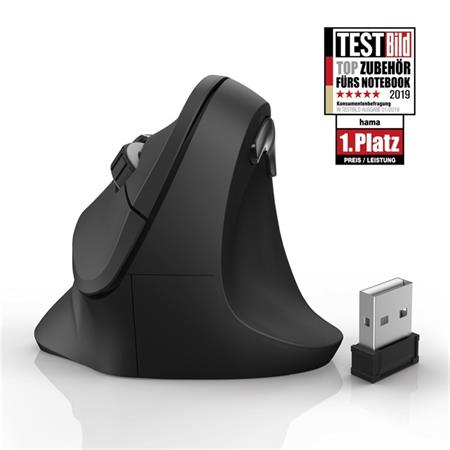 Vertikálne ergonomická bezdrôtová myš Hama EMW-500, 6 tlačidiel, čierna