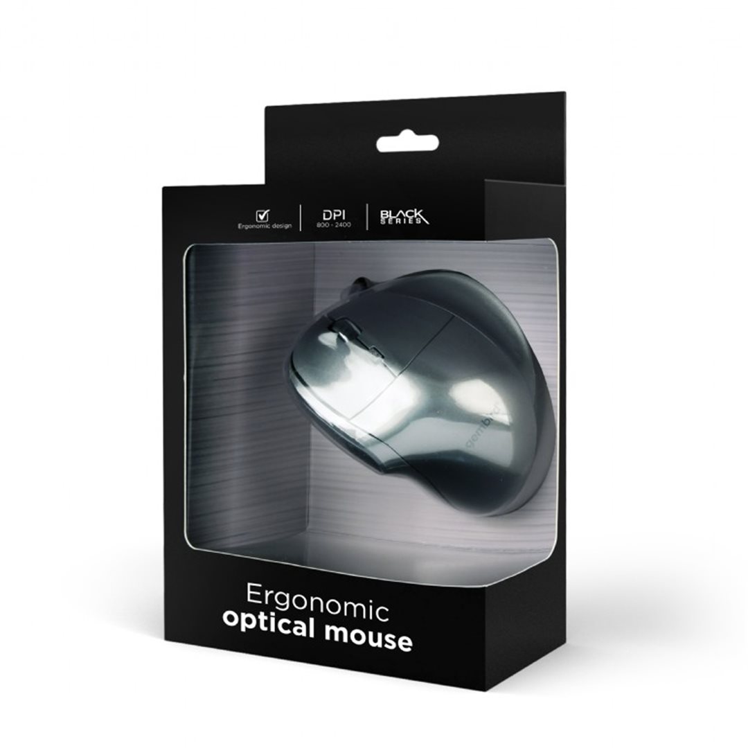 Vertikální optická myš GEMBIRD MUS-ERGO-01, bezdrátová, šedá