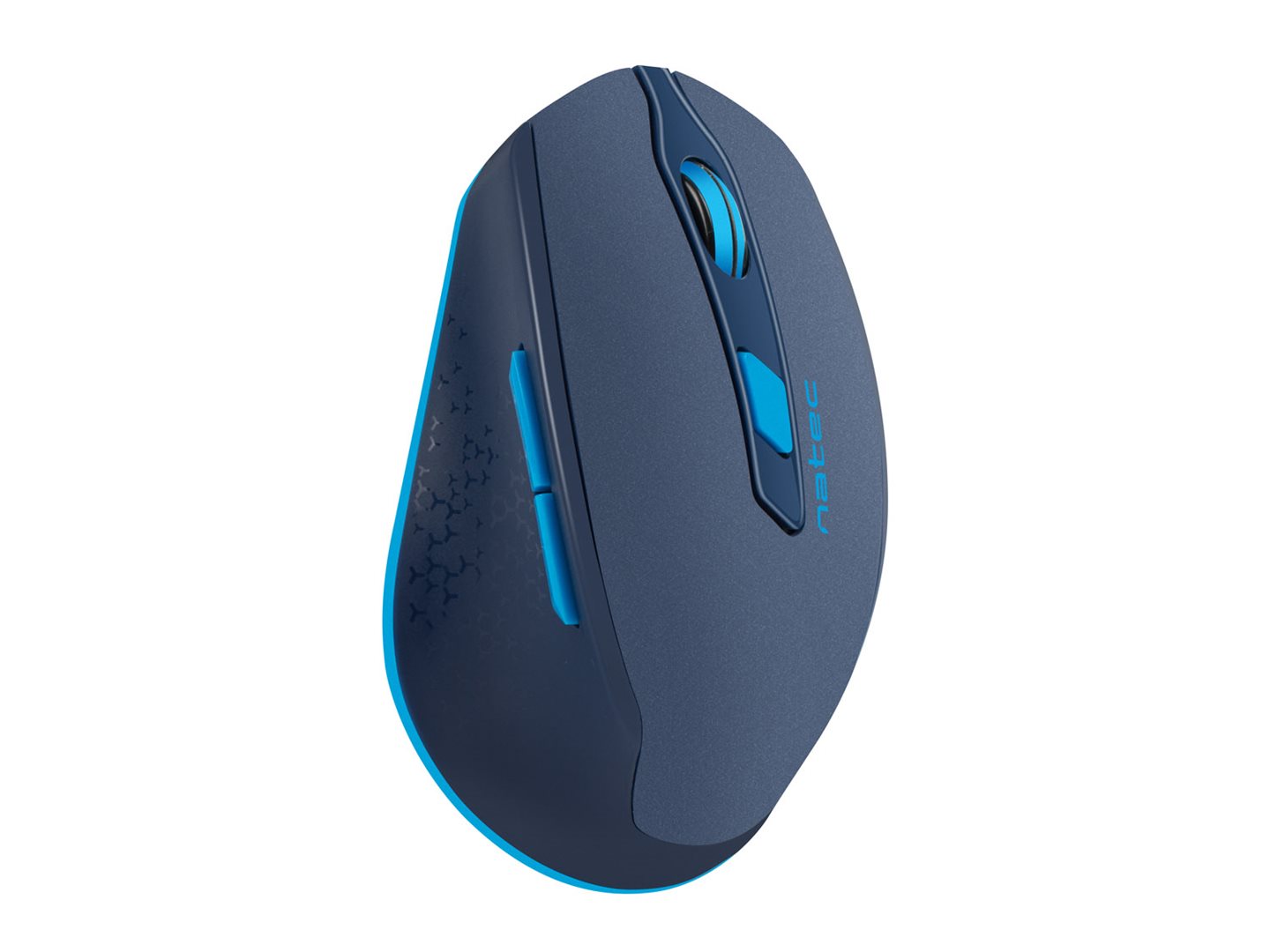 Tichá ergonomická myš Natec Siskin 2400 DPI, bezdrátová, modrá