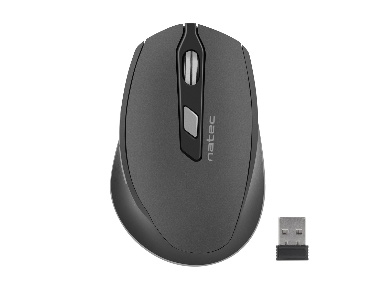 Tichá ergonomická myš Natec Siskin 2400 DPI, bezdrôtová, čierna