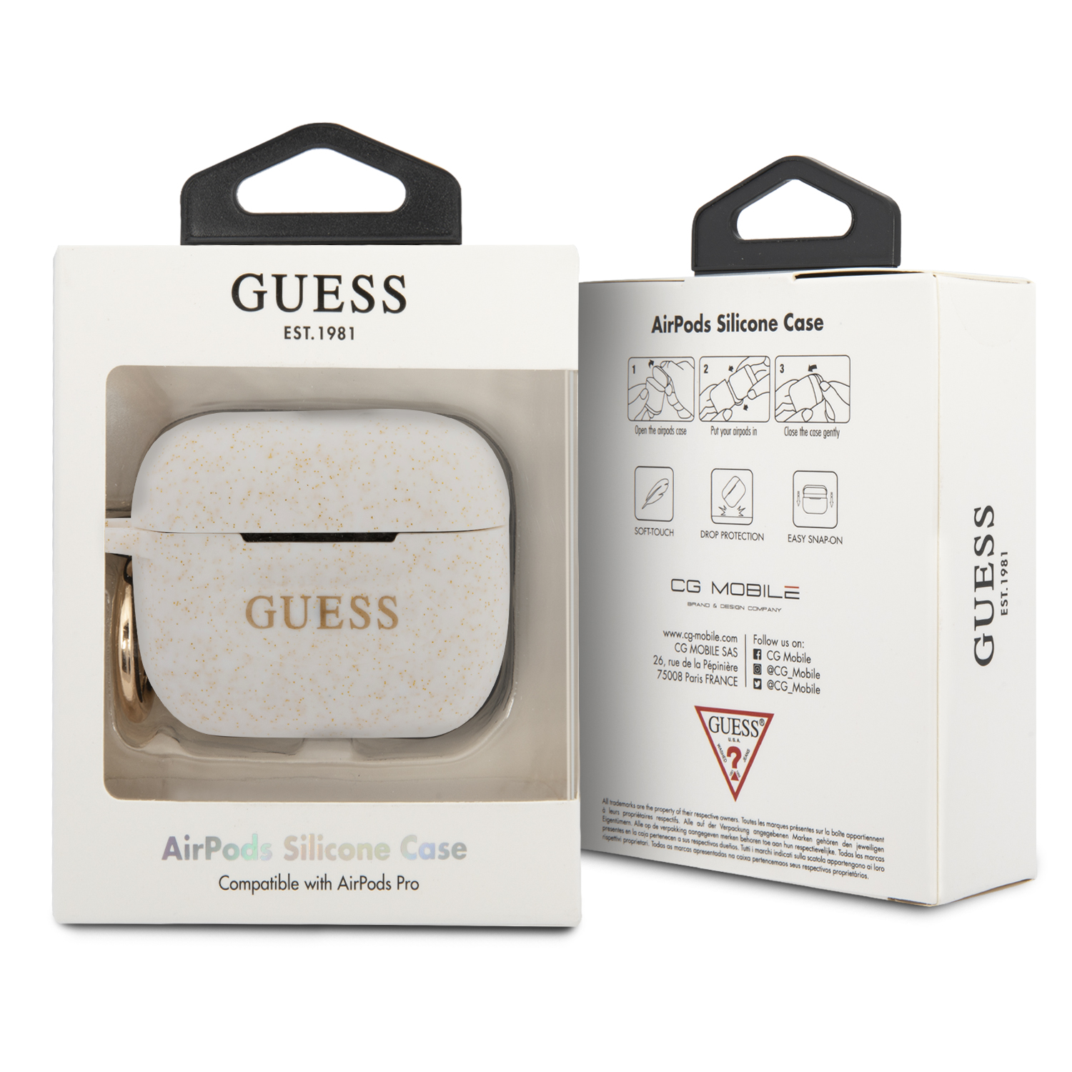 Guess silikonový kryt GUACAPSILGLWH pro Airpods Pro, white