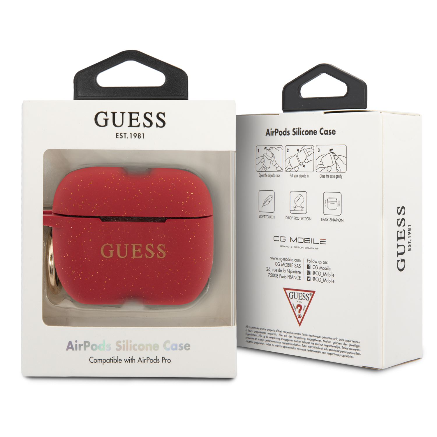 Guess silikonový kryt GUACAPSILGLRE pro Airpods Pro, red