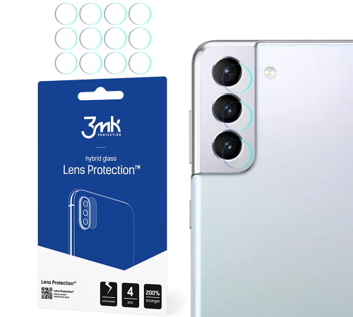 Hybridné sklo 3mk Lens ochrana kamery pre Samsung Galaxy S21 +, 4ks