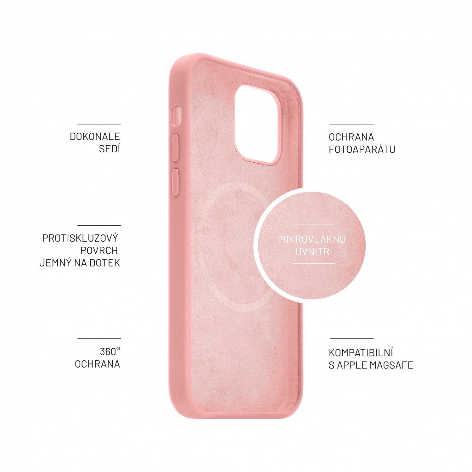 Zadný kryt FIXED MagFlow s podporou MagSafe pre Apple iPhone 12/12 Pro, ružová