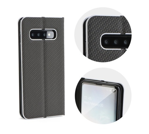 Flipové pouzdro Forcell Luna Carbon pro Samsung Galaxy A42 5G, černá