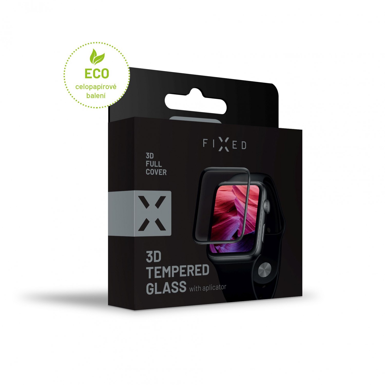 Ochranné tvrdené sklo FIXED 3D Full-Cover s aplikátorom pre Apple Watch 42mm, čierna