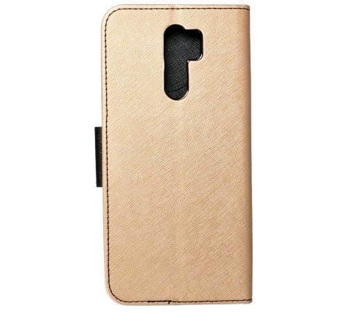 Flipové puzdro Fancy pre Samsung Galaxy A21s, zlatá - čierna