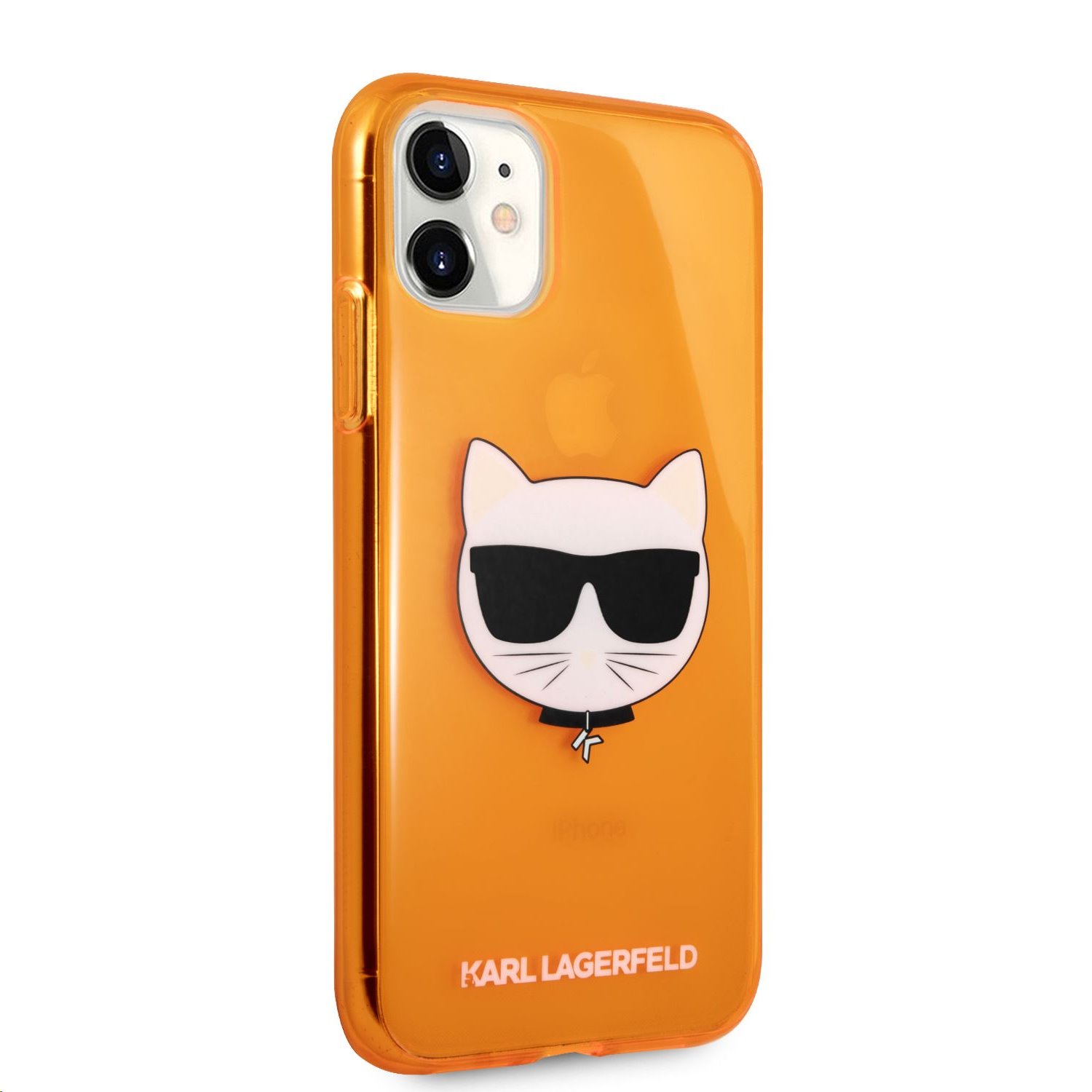 Silikonové pouzdro Karl Lagerfeld Choupette Head KLHCN61CHTRO pro Apple iPhone 11, oranžová
