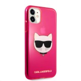 Silikonové pouzdro Karl Lagerfeld Choupette Head KLHCN61CHTRP pro Apple iPhone 11, růžová