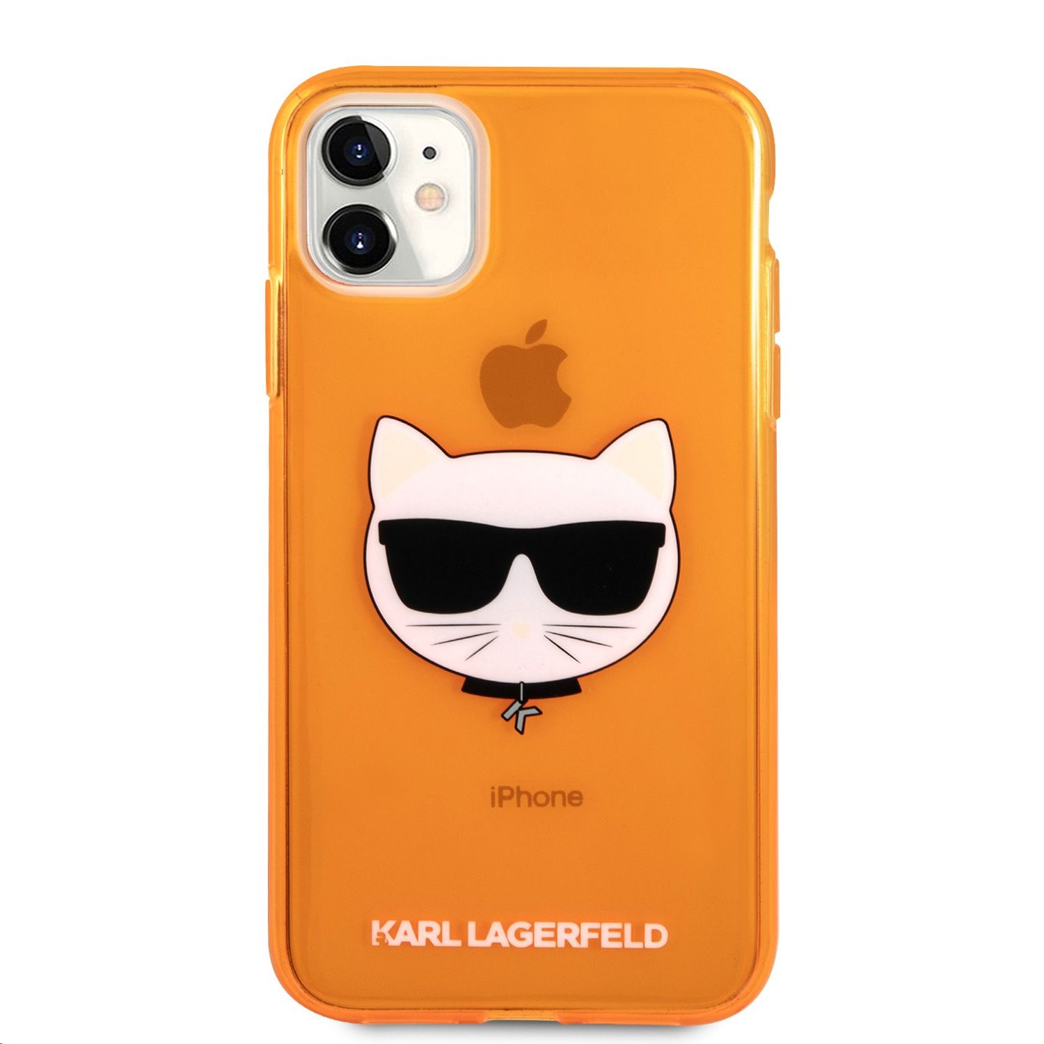 Silikonové pouzdro Karl Lagerfeld Choupette Head KLHCP12LCHTRO pro Apple iPhone 12 Pro Max, oranžová