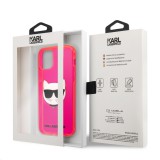 Silikonové pouzdro Karl Lagerfeld Choupette Head KLHCP12SCHTRP pro Apple iPhone 12 mini, růžová