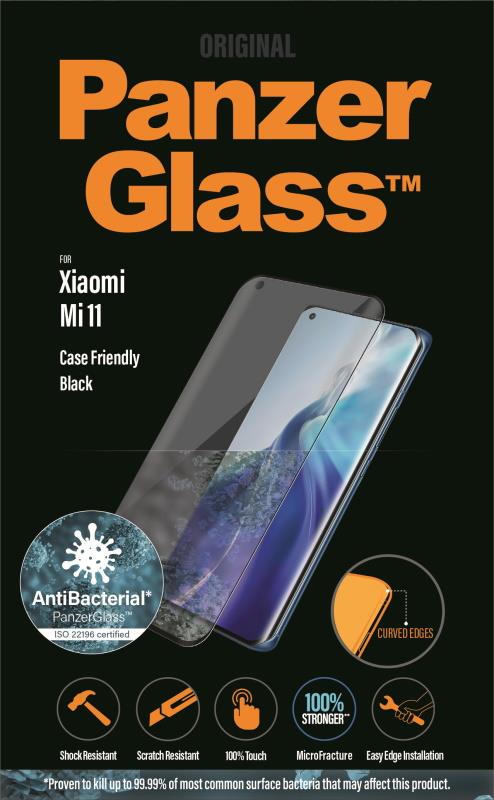 Antibakteriální ochranné sklo displeje PanzerGlass Premium pro Xiaomi Mi 11, černá