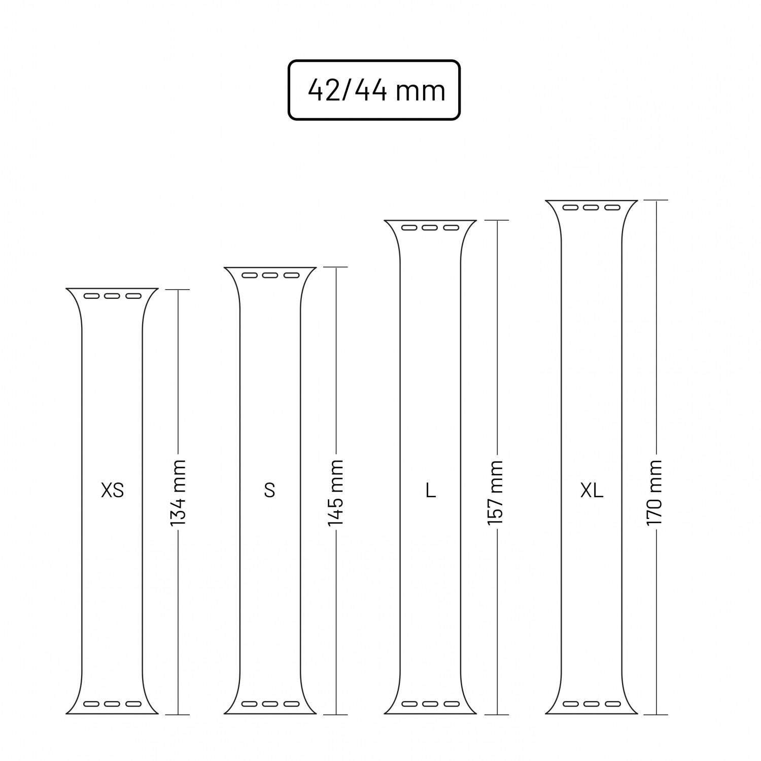 Elastický silikonový řemínek FIXED Silicone Strap pro Apple Watch 42/44mm, velikost XS, černý
